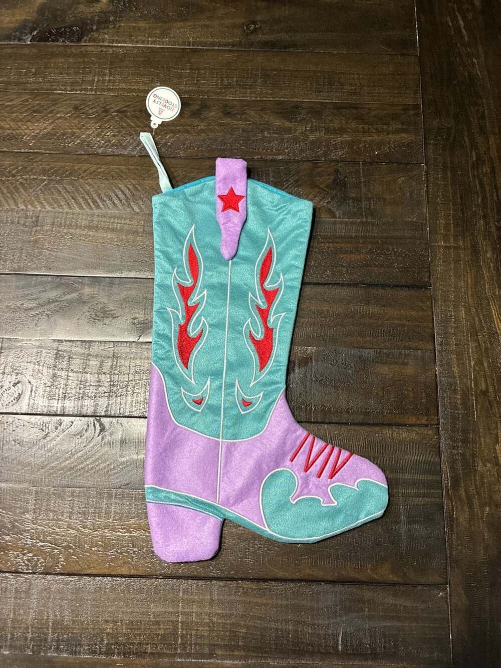 Bullseye's Novelty Stocking Blue and Purple Cowboy Cowgirl Boot Christmas Stocki